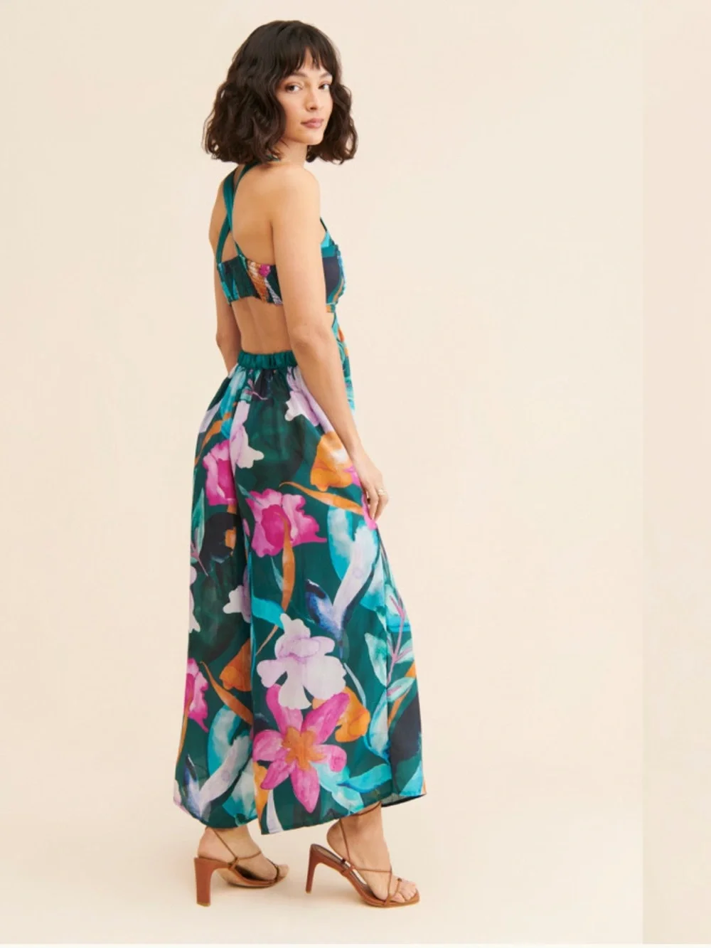 Anthropologie Floral Brinley V-neck Wide-Leg Jumpsuit